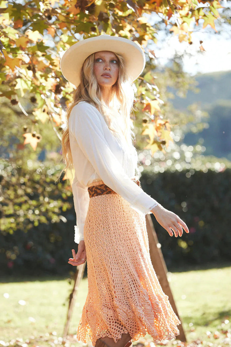 Cool Change Crochet Skirt - Cantaloupe - Chasing Unicorns