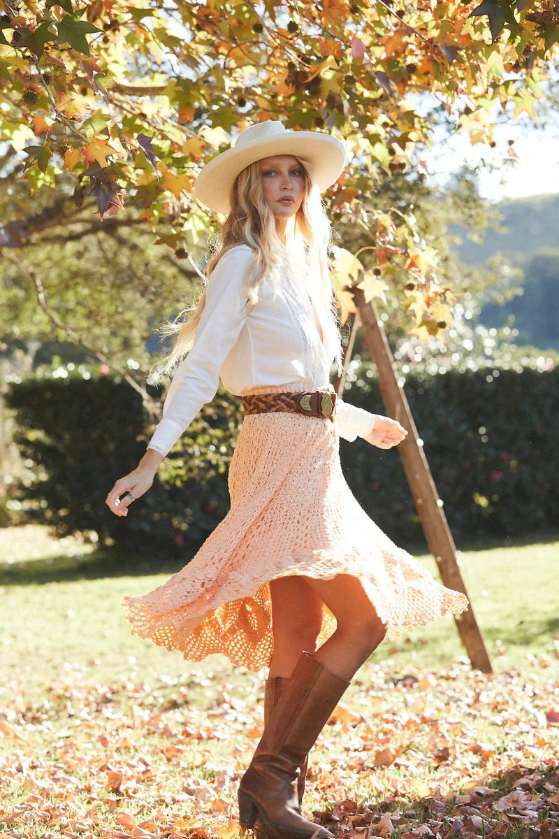 Cool Change Crochet Skirt - Cantaloupe - Chasing Unicorns