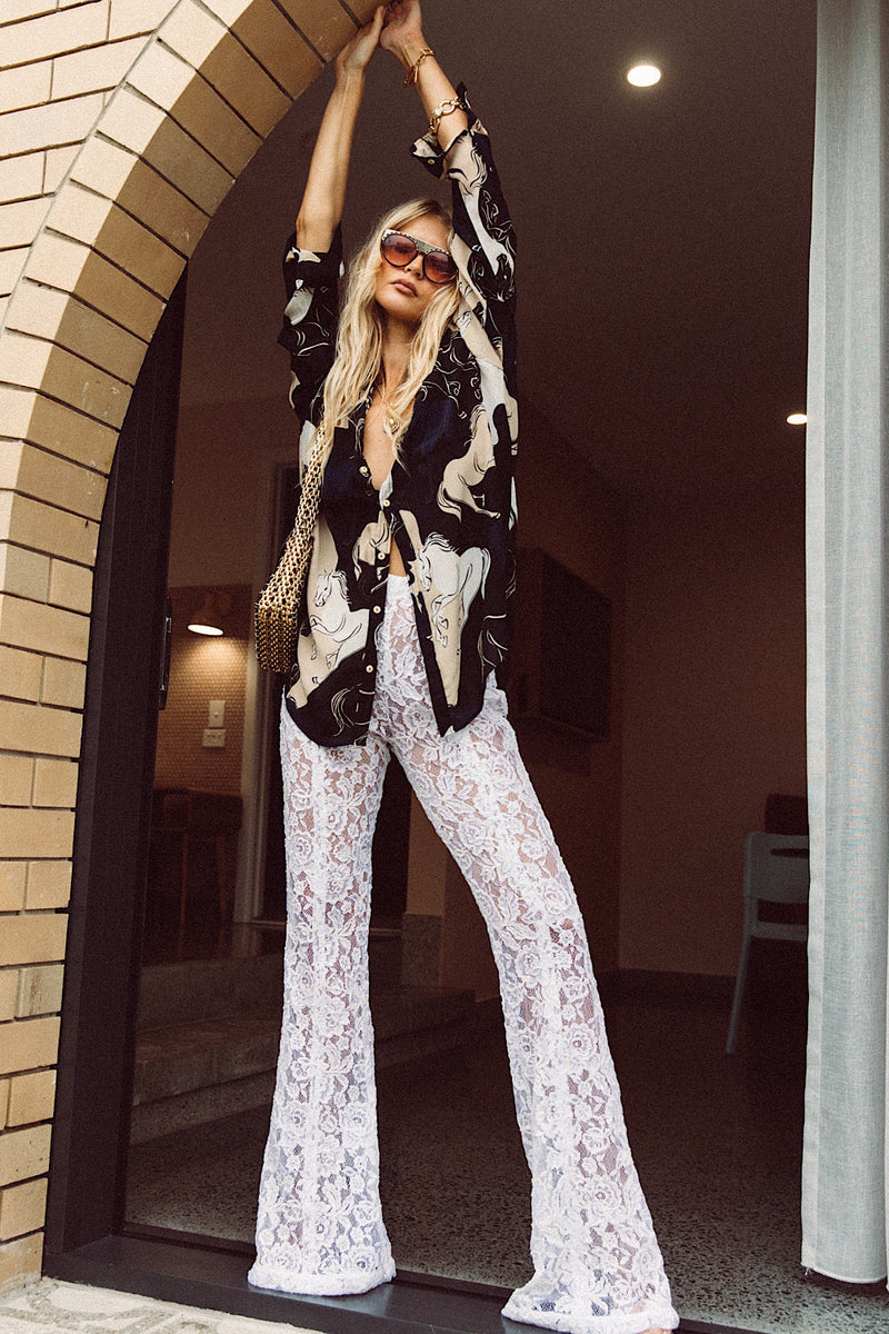 Dancing Days Cord Embroidered Lace Flares - Chasing Unicorns