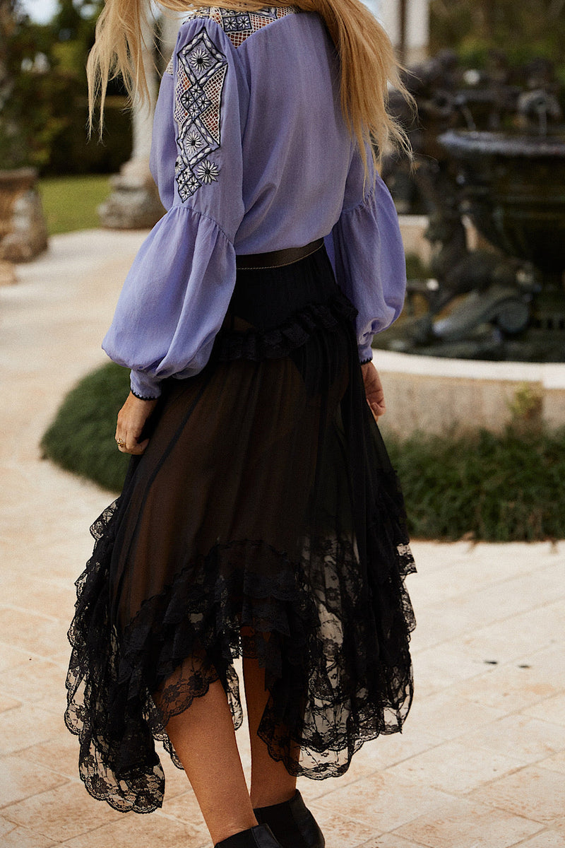 Die Another Day Silk Chiffon And Lace Skirt - Chasing Unicorns