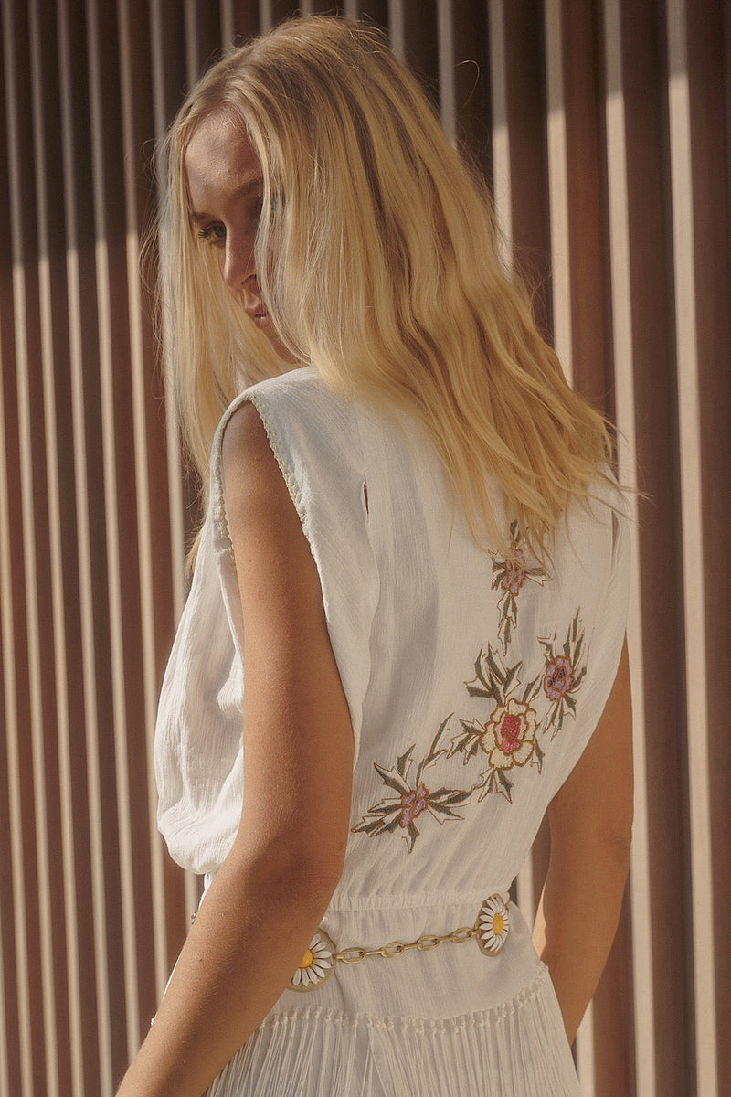 Don’t Look Back Fringe Maxi Dress - White - Chasing Unicorns