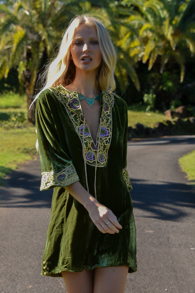 Don't Pass Me By Silk Velvet Tunic Dress - Chasing Unicorns