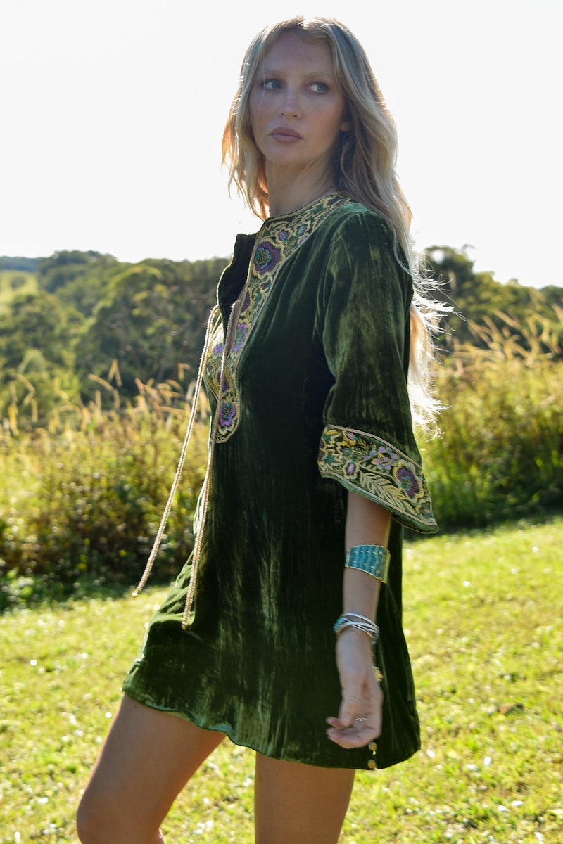 Don't Pass Me By Silk Velvet Tunic Dress - Chasing Unicorns