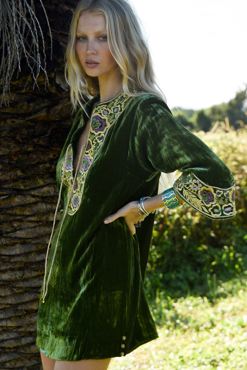 Don't Pass Me By Silk Velvet Tunic Dress - Chasing Unicorns