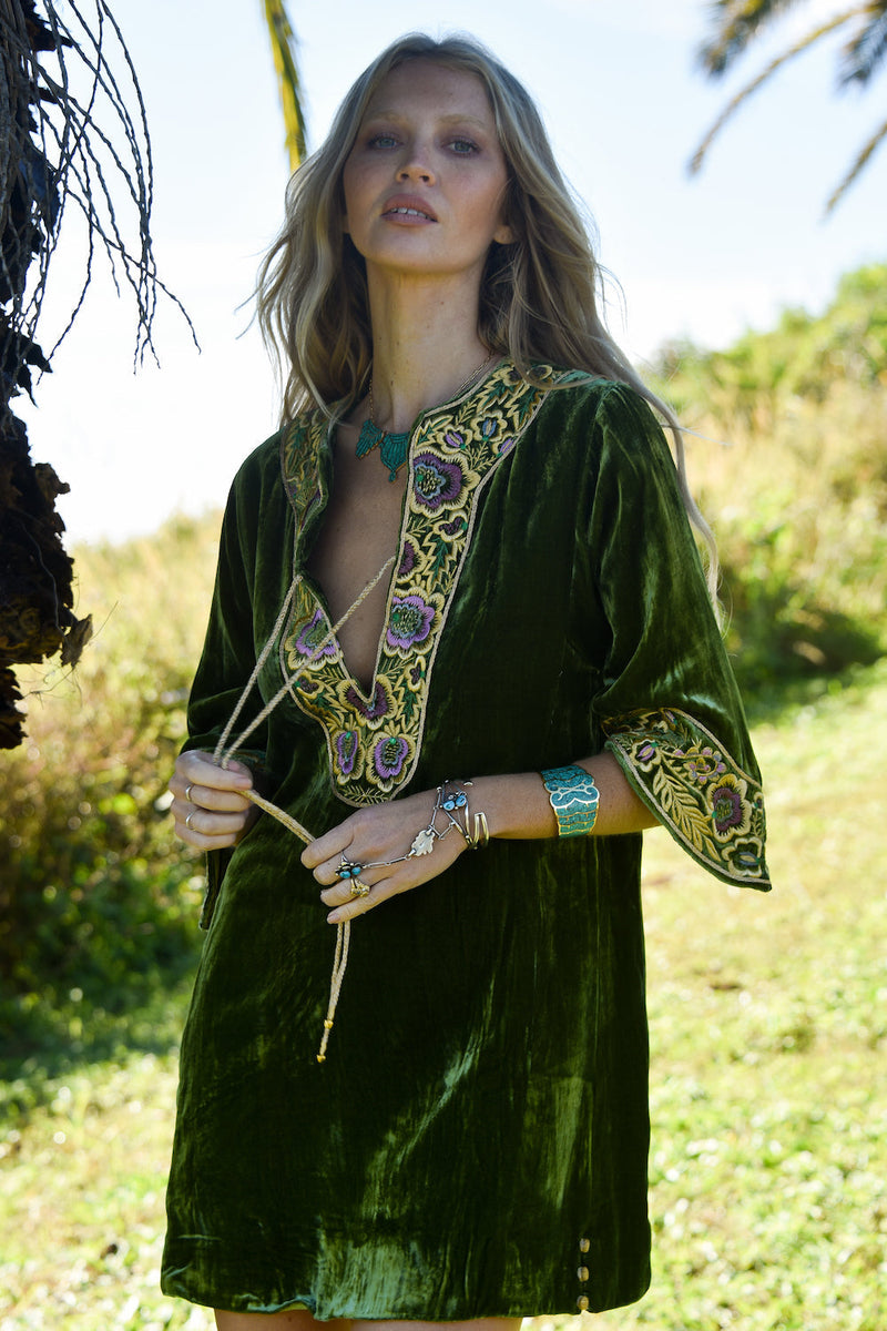 Don't Pass Me By Silk Velvet Tunic Dress - Chasing Unicorns