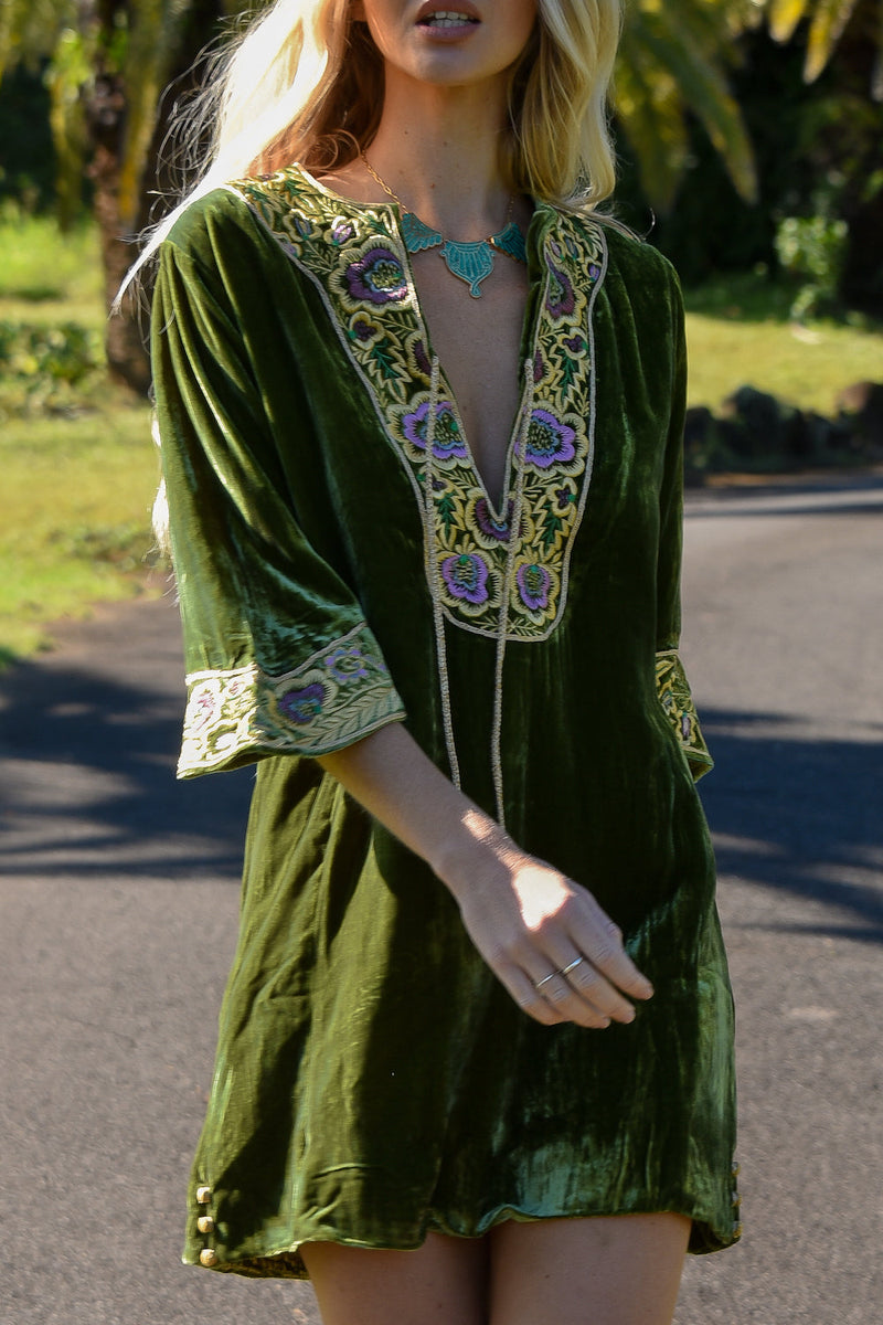 Don't Pass Me By Silk Velvet Tunic Dress - Chasing Unicorns