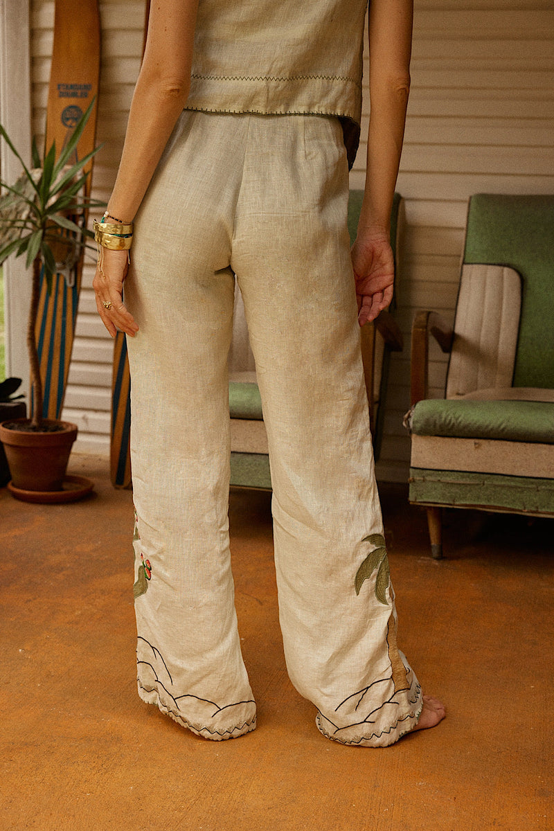 Down In Mexico Linen Embroidered Flares - Chasing Unicorns