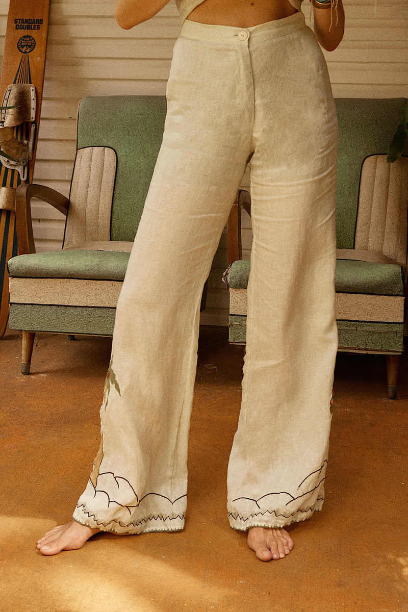 Down In Mexico Linen Embroidered Flares - Chasing Unicorns
