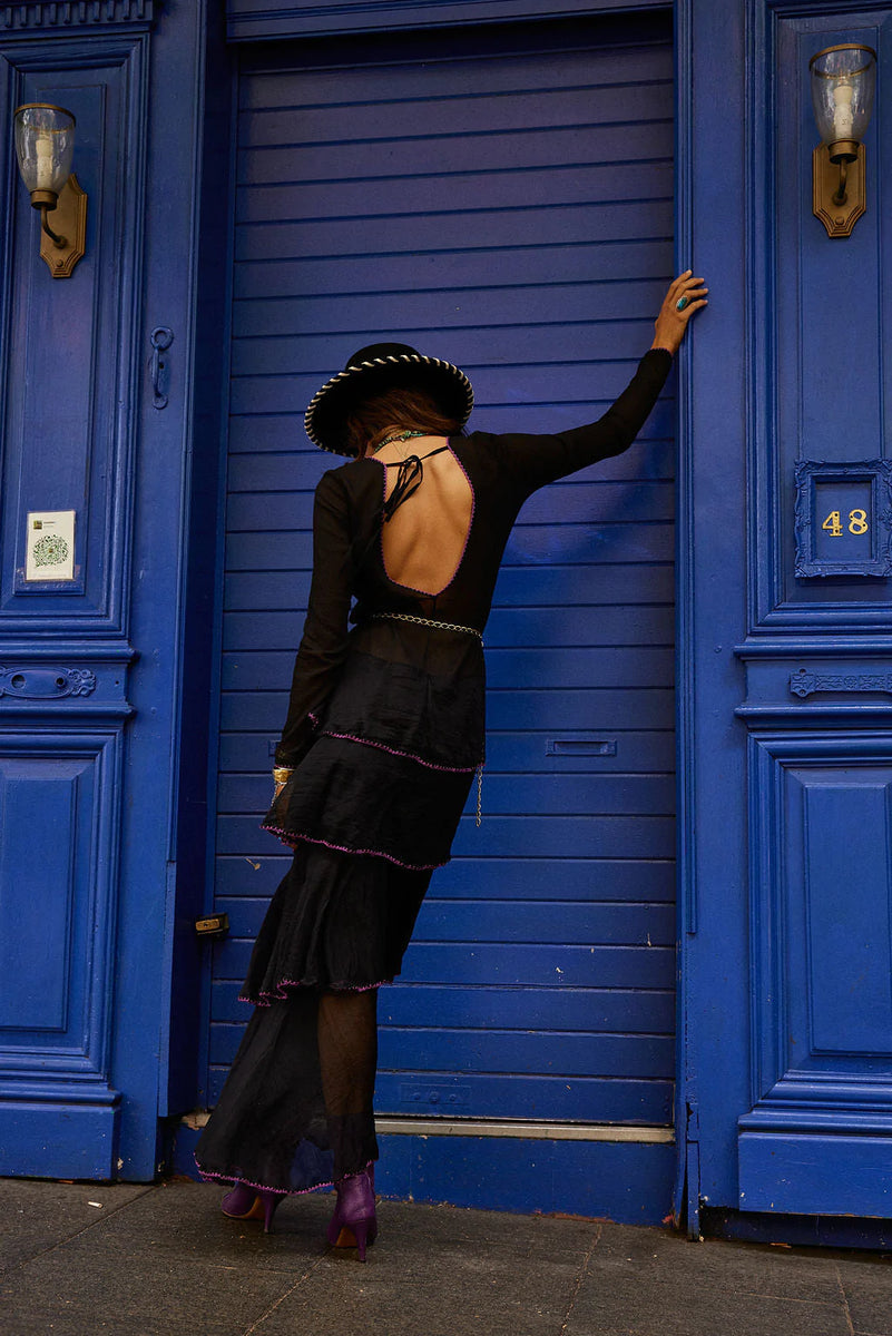 Dream Lover Cutwork cotton + Silk Embroidered ruffle Maxi Dress - Chasing Unicorns