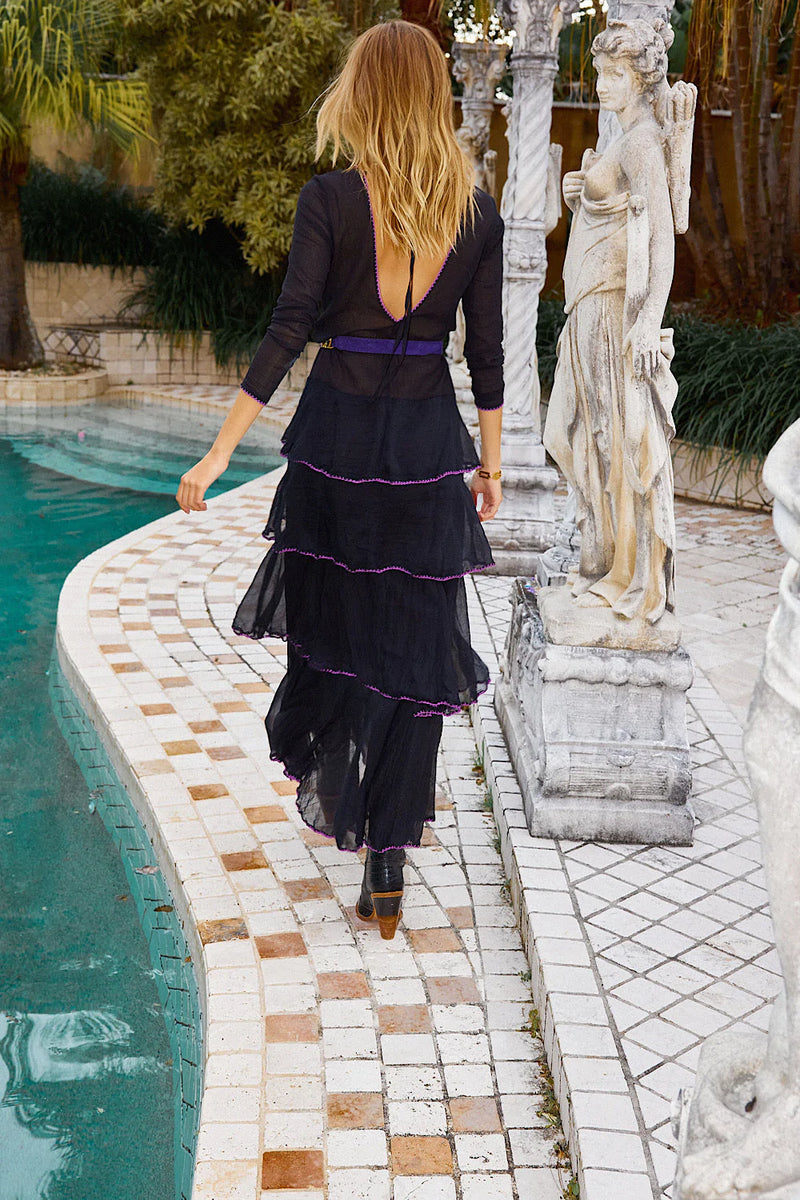 Dream Lover Cutwork cotton + Silk Embroidered ruffle Maxi Dress - Chasing Unicorns