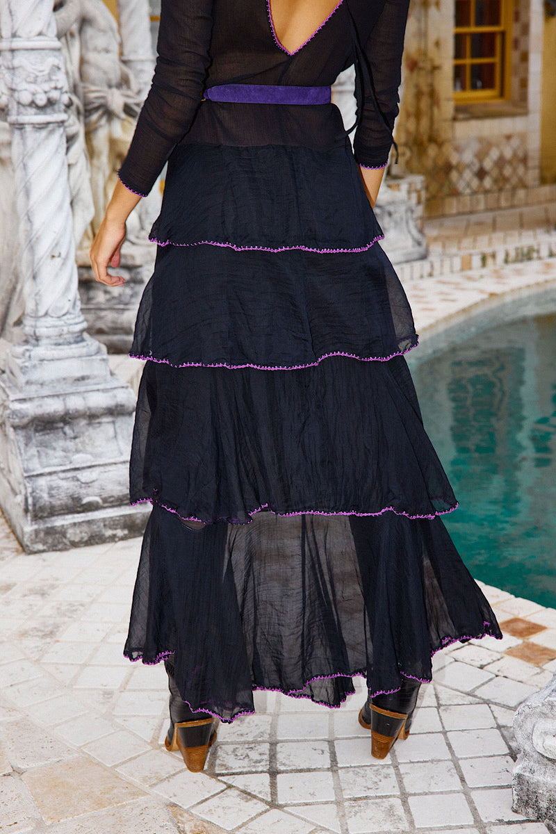 Dream Lover Cutwork cotton + Silk Embroidered ruffle Maxi Dress - Chasing Unicorns