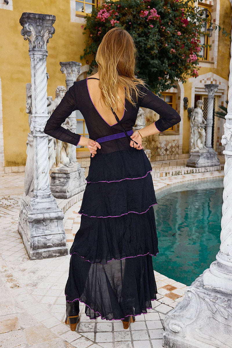 Dream Lover Cutwork cotton + Silk Embroidered ruffle Maxi Dress - Chasing Unicorns