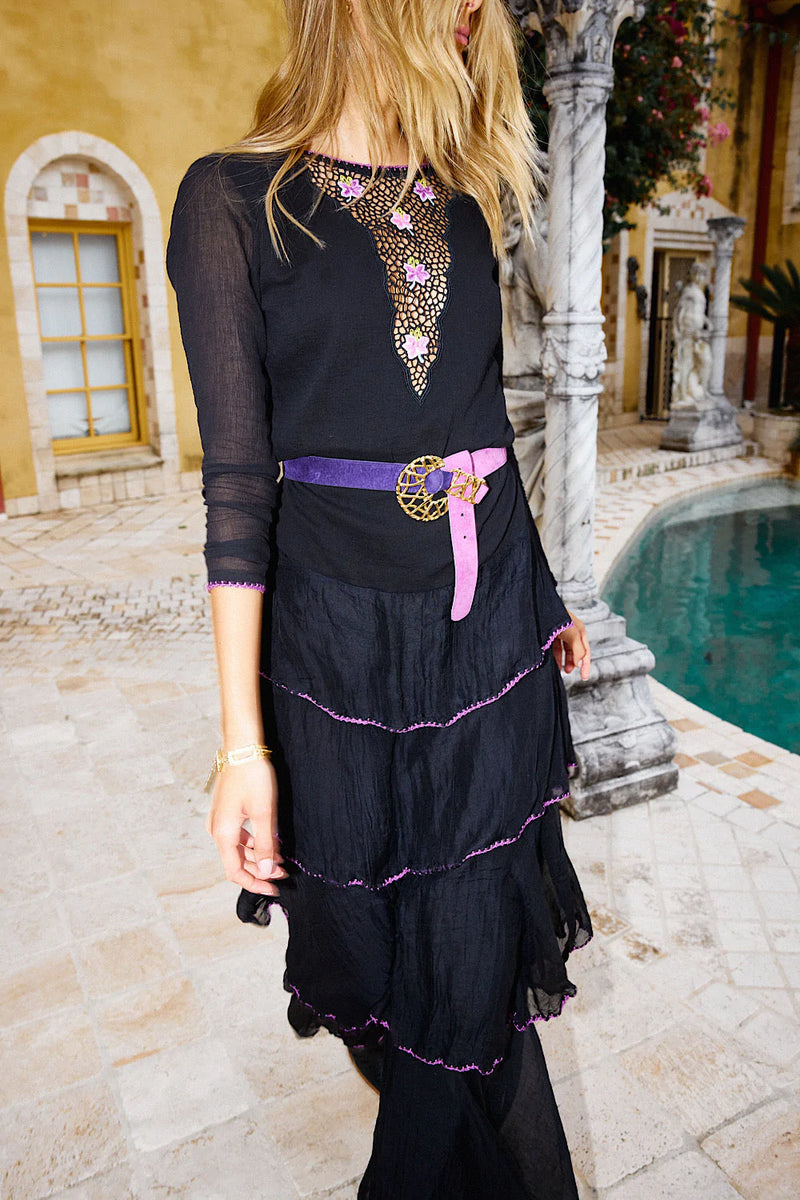 Dream Lover Cutwork cotton + Silk Embroidered ruffle Maxi Dress - Chasing Unicorns