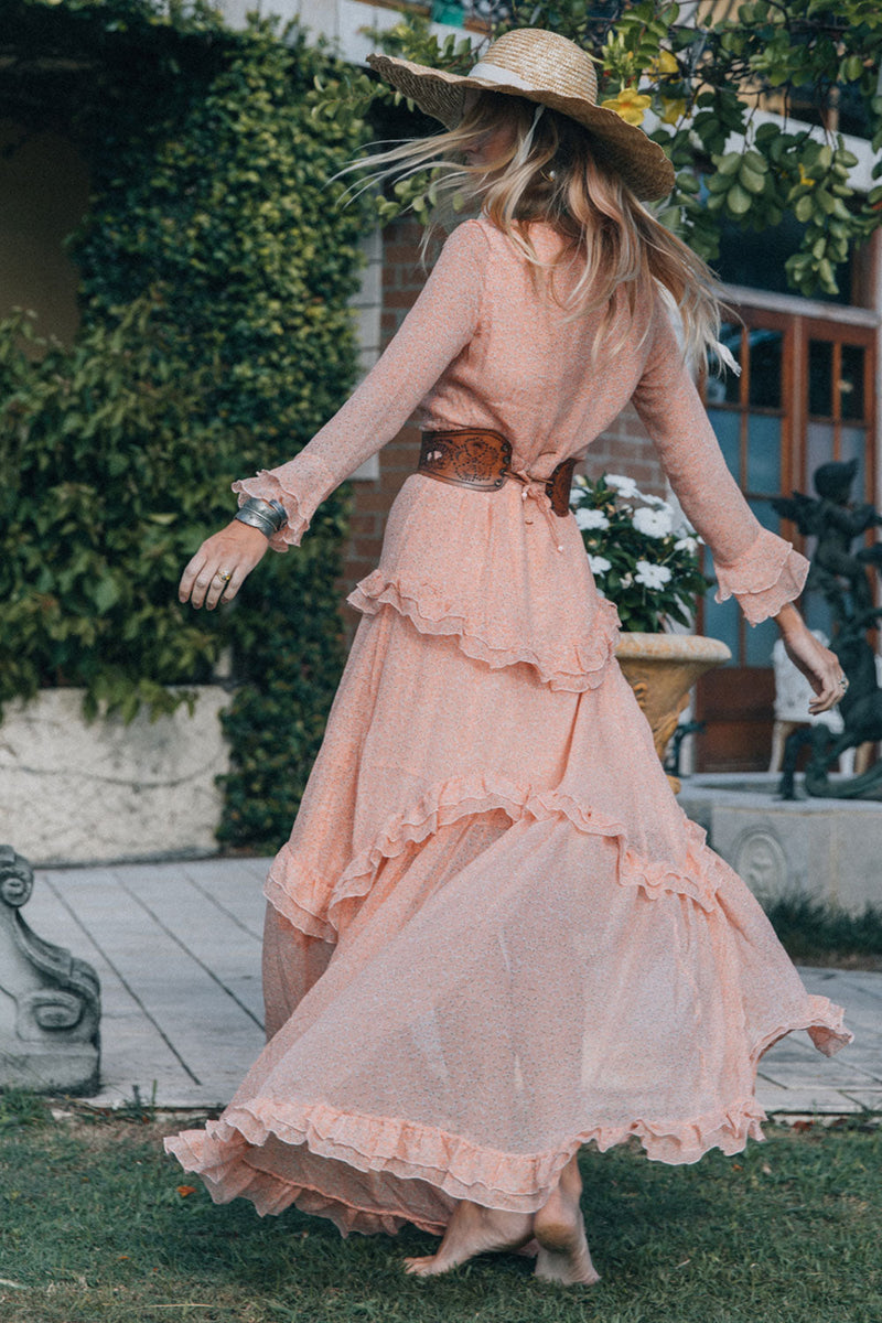 Dream On Ruffle Maxi Dress - Pink Tiny Floral - Chasing Unicorns