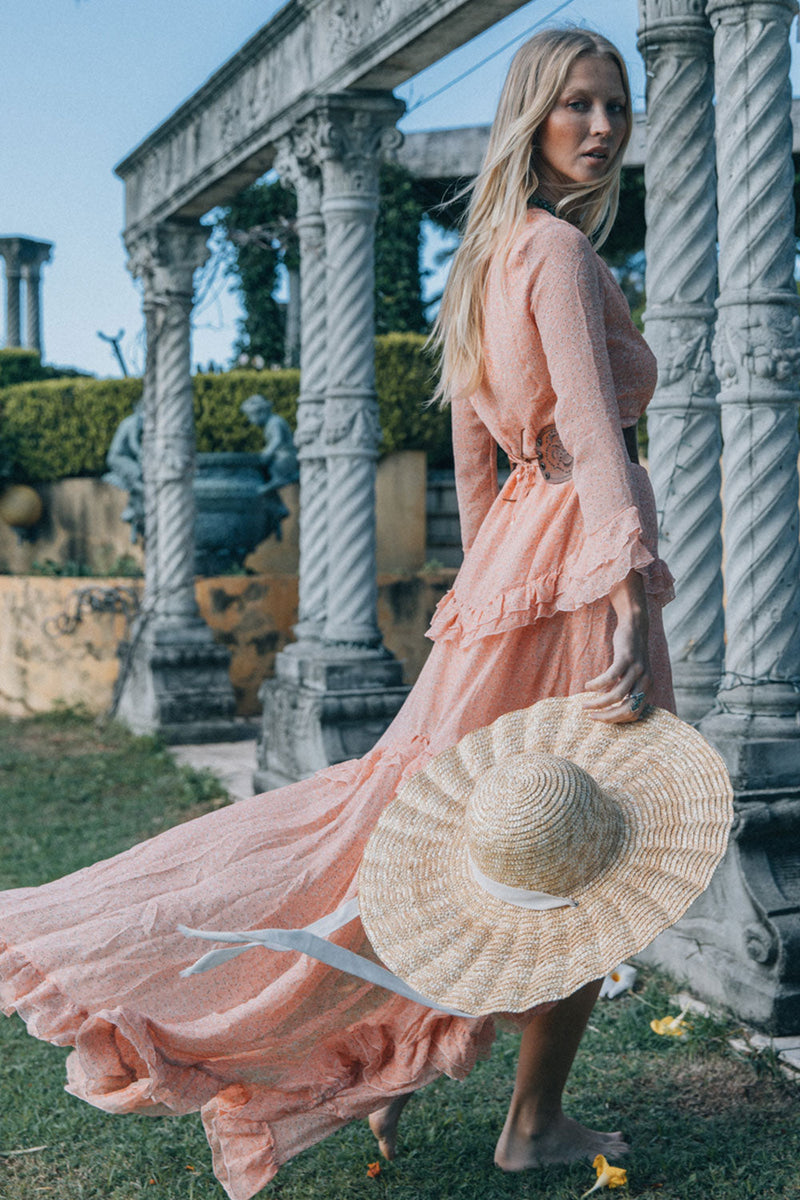 Dream On Ruffle Maxi Dress - Pink Tiny Floral - Chasing Unicorns