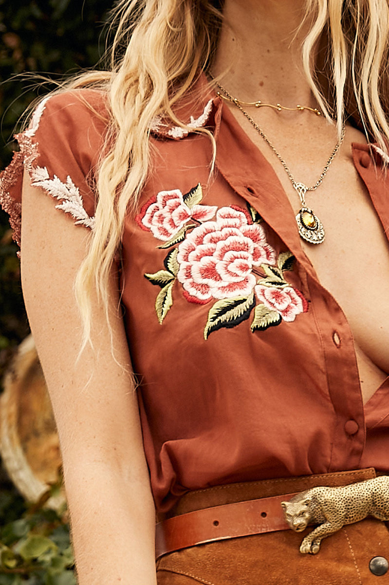 Driving Nowhere Cotton Embroidered Sleeveless Blouse - Chasing Unicorns