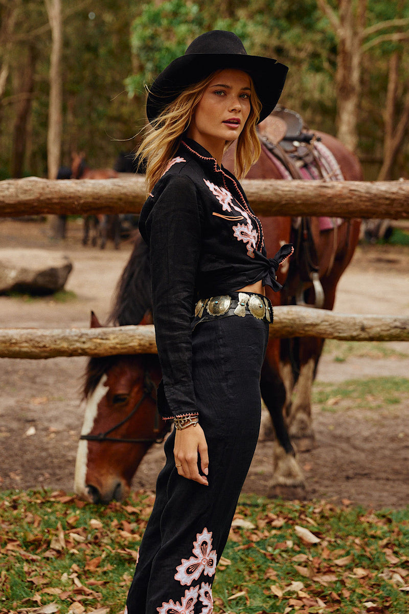 El Paso Linen Western Blouse - Chasing Unicorns