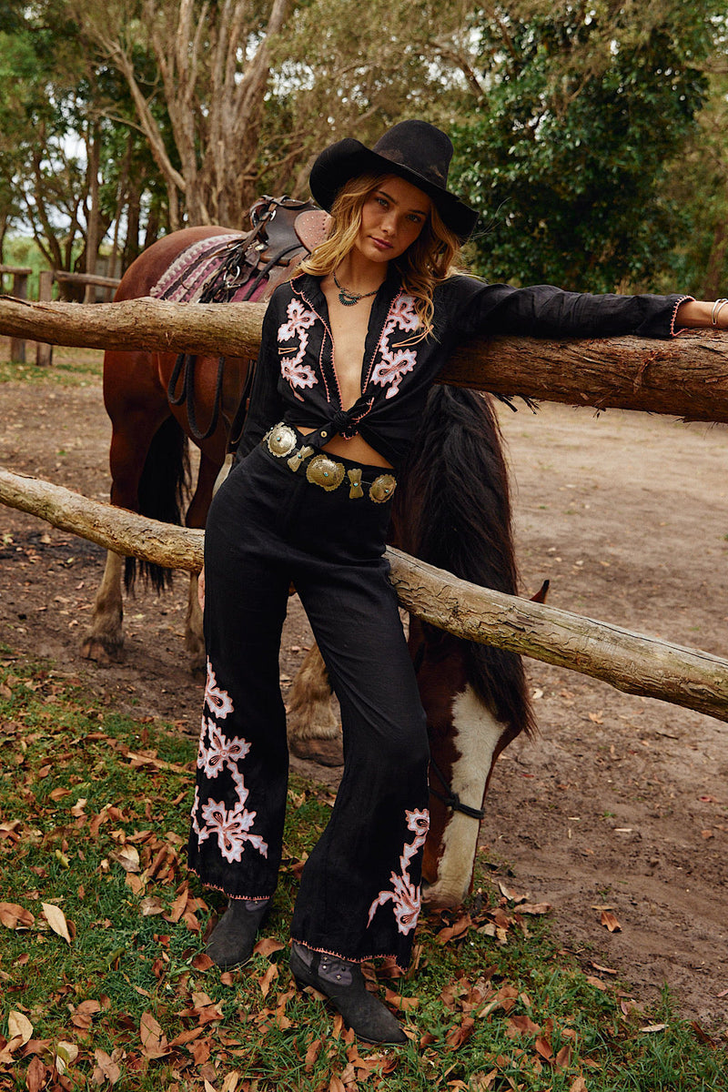 El Paso Linen Western Blouse - Chasing Unicorns