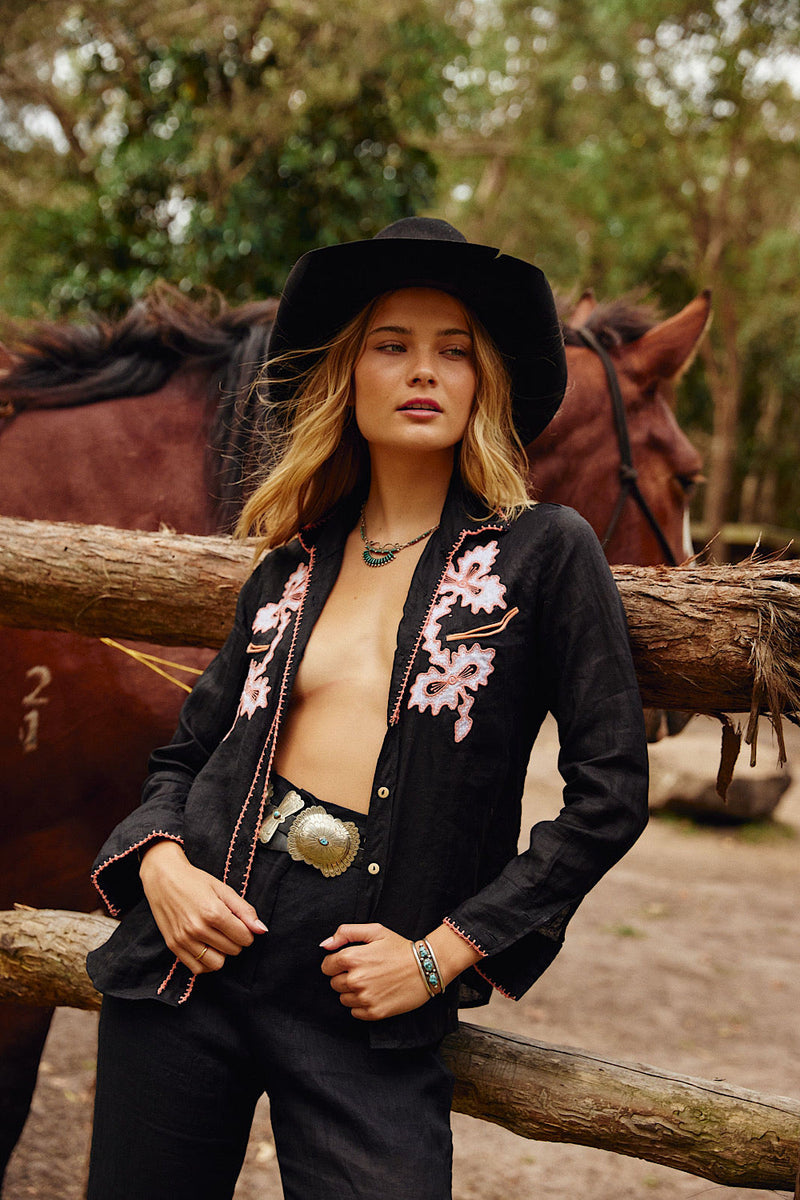 El Paso Linen Western Blouse - Chasing Unicorns