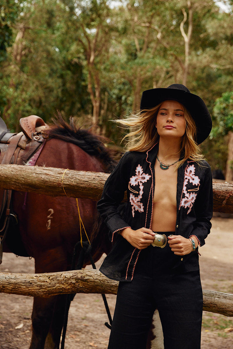 El Paso Linen Western Blouse - Chasing Unicorns