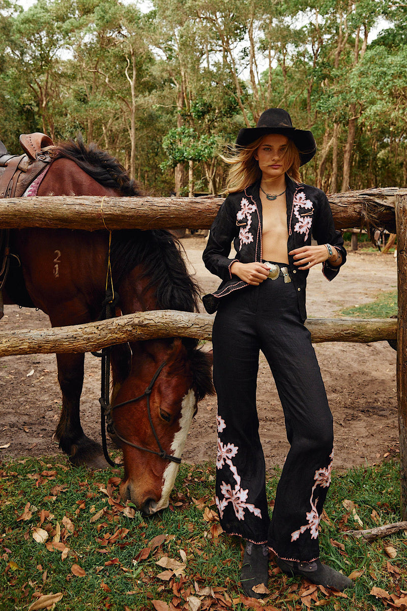 El Paso Linen Western Blouse - Chasing Unicorns