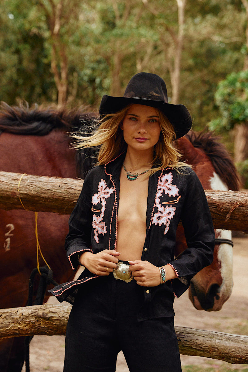 El Paso Linen Western Blouse - Chasing Unicorns