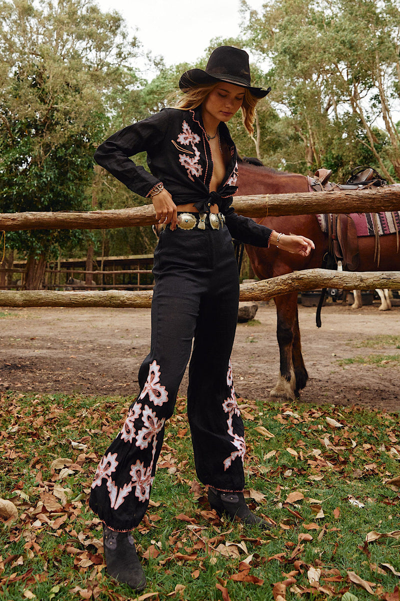 El Paso Linen Western Blouse - Chasing Unicorns