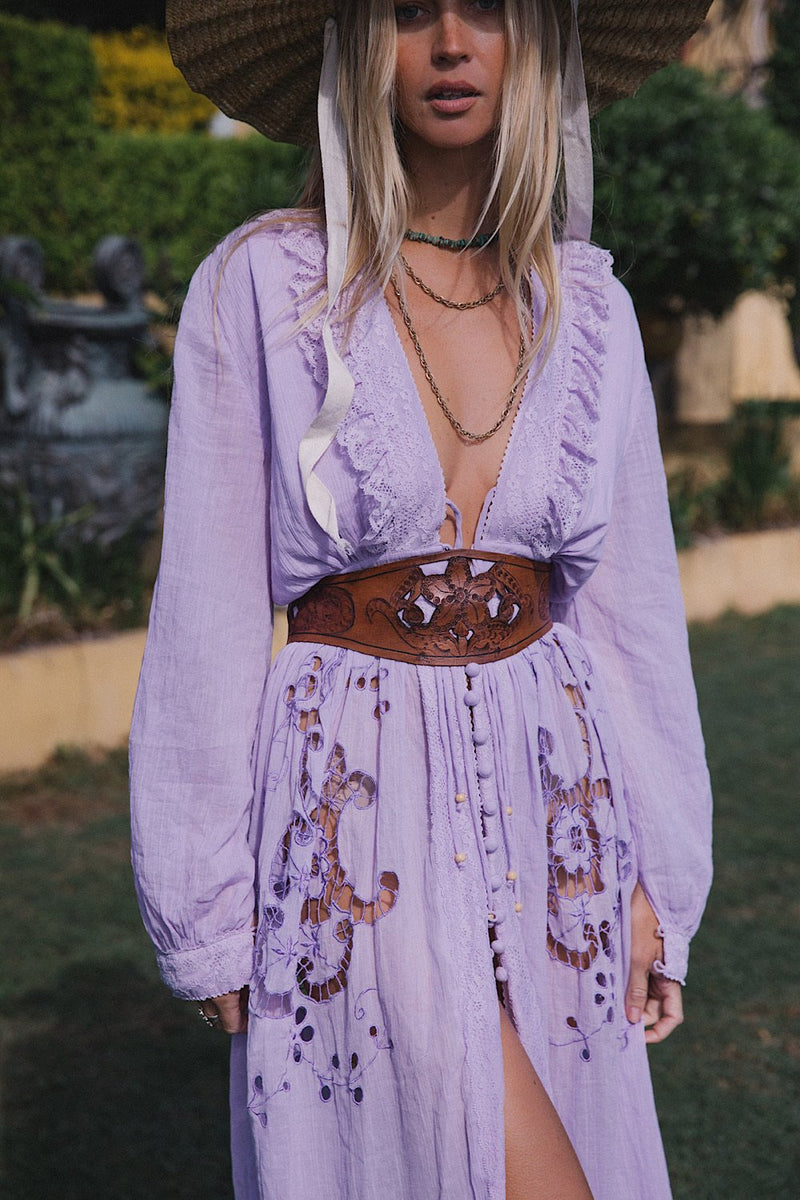 Enter The Dreamland Embroidered Duster Dress- Lavender - Chasing Unicorns