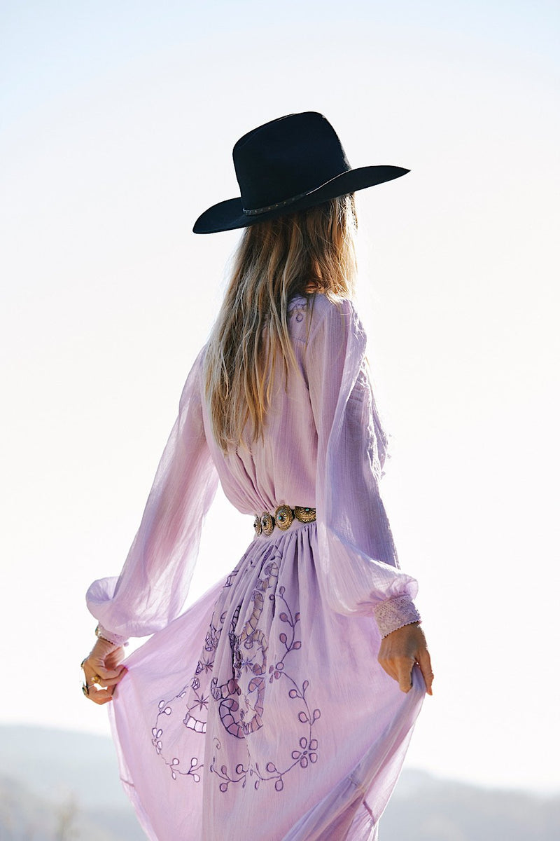 Enter The Dreamland Embroidered Duster Dress- Lavender - Chasing Unicorns