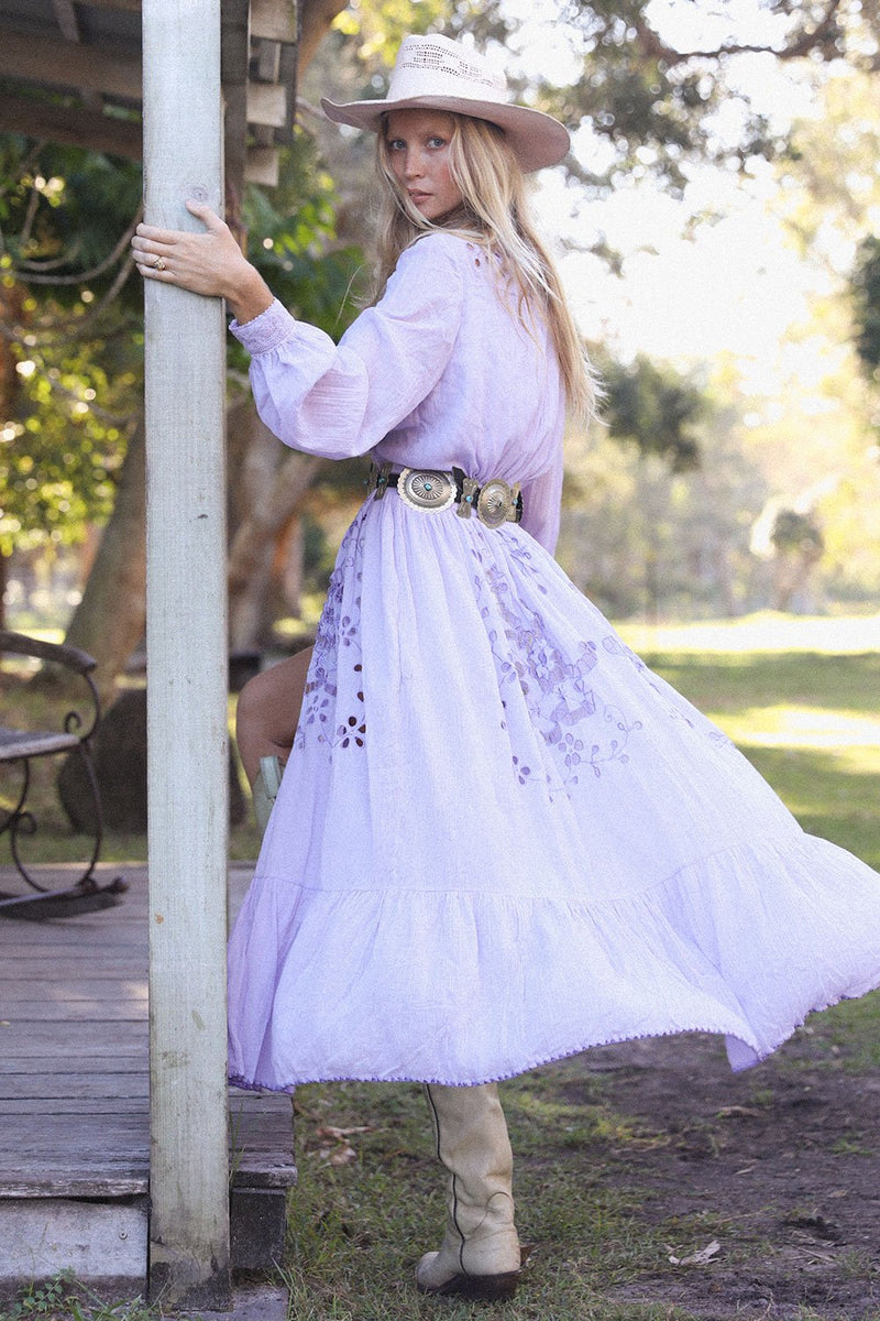 Enter The Dreamland Embroidered Duster Dress- Lavender - Chasing Unicorns