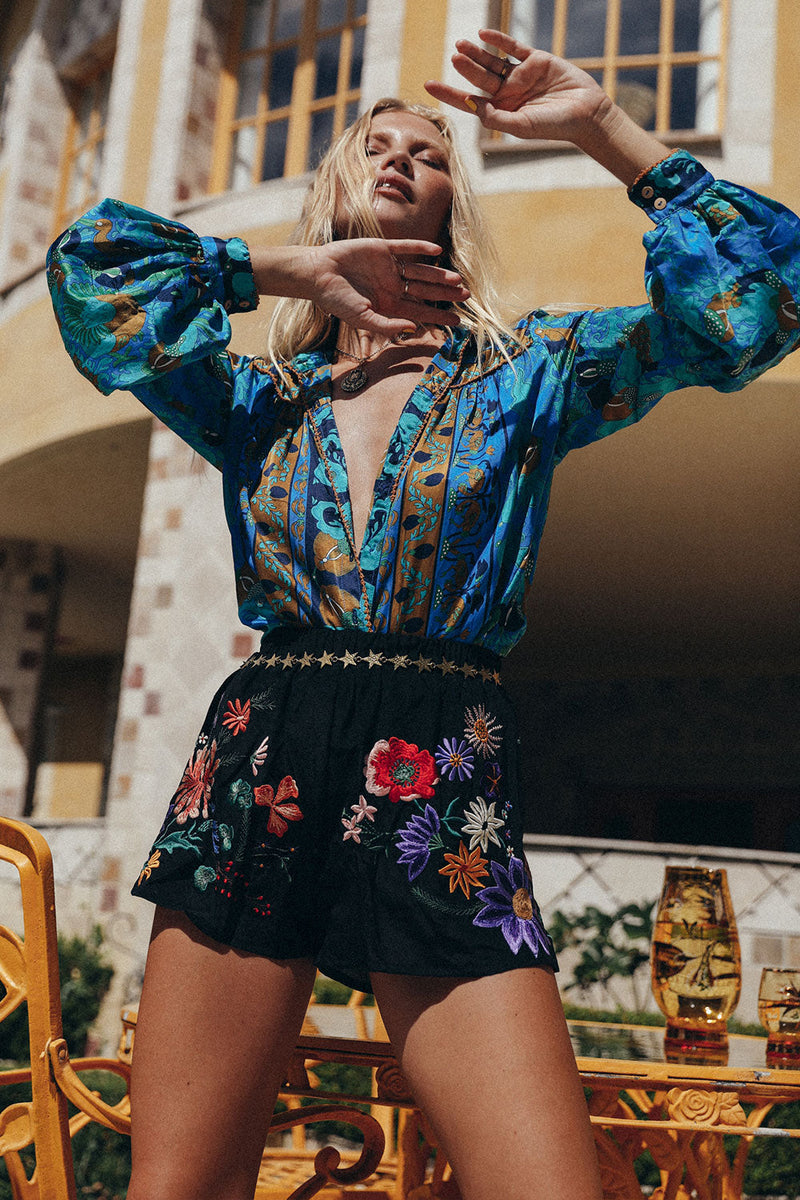 Every Little Thing She Does Is Magic Silk Crepe Shorts - Chasing Unicorns