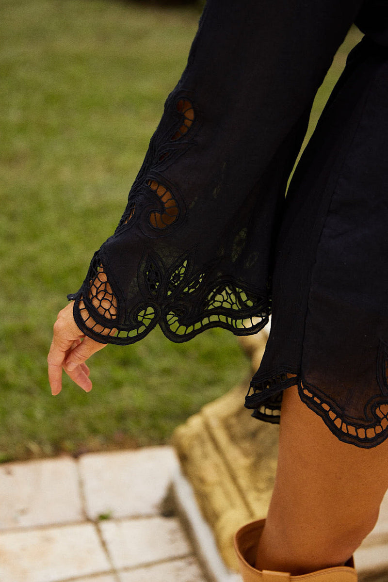 Every Night Cutwork Embroidered Mini Dress - Chasing Unicorns