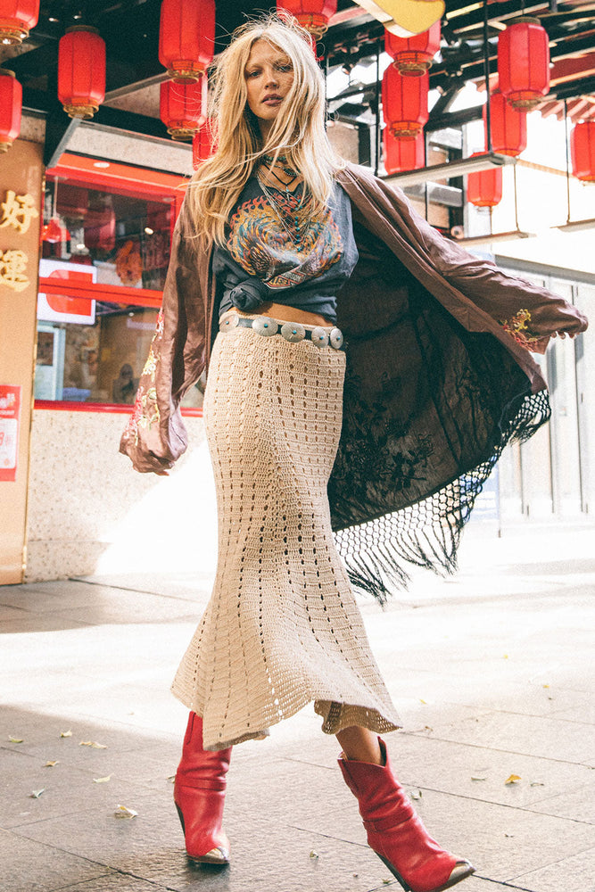 Feels Like Love Crochet Skirt - Latte
