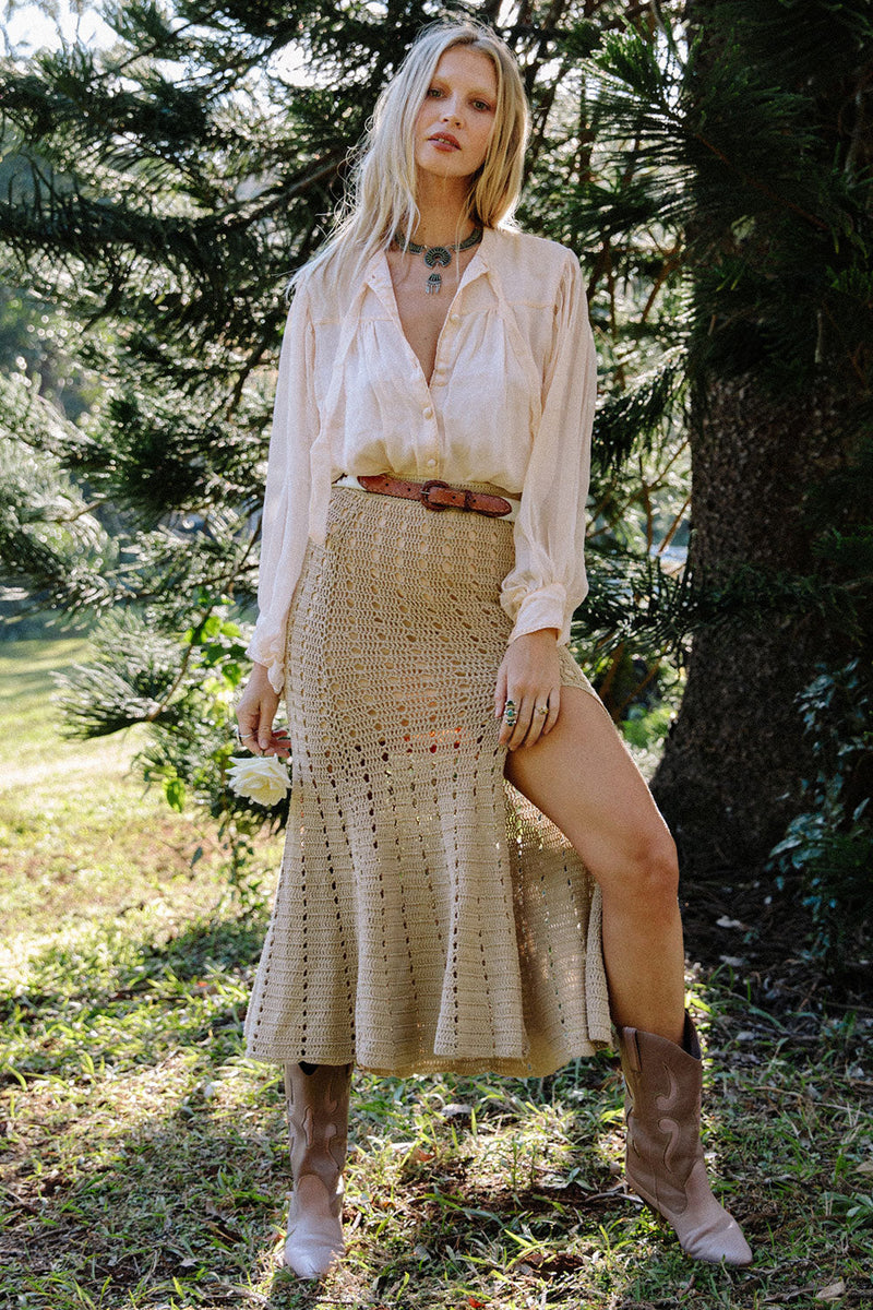 Feels Like Love Crochet Skirt - Latte - Chasing Unicorns