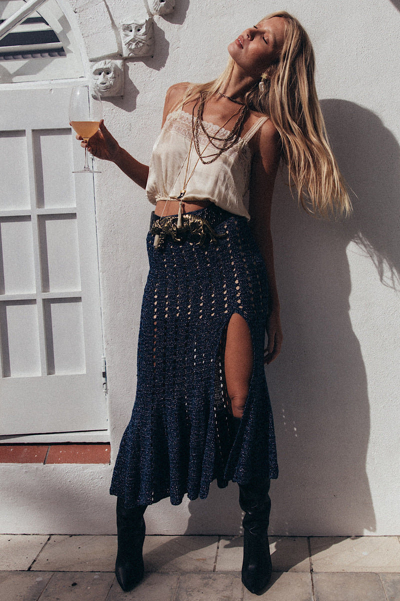 Feels Like Love Crochet Skirt - Night Sky - Chasing Unicorns