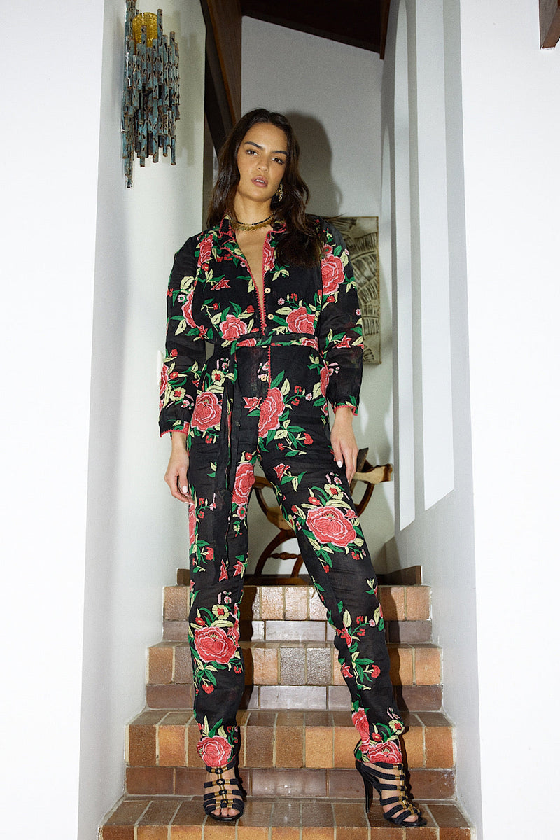 Flowers In December Linen Jumpsuit - Chasing Unicorns