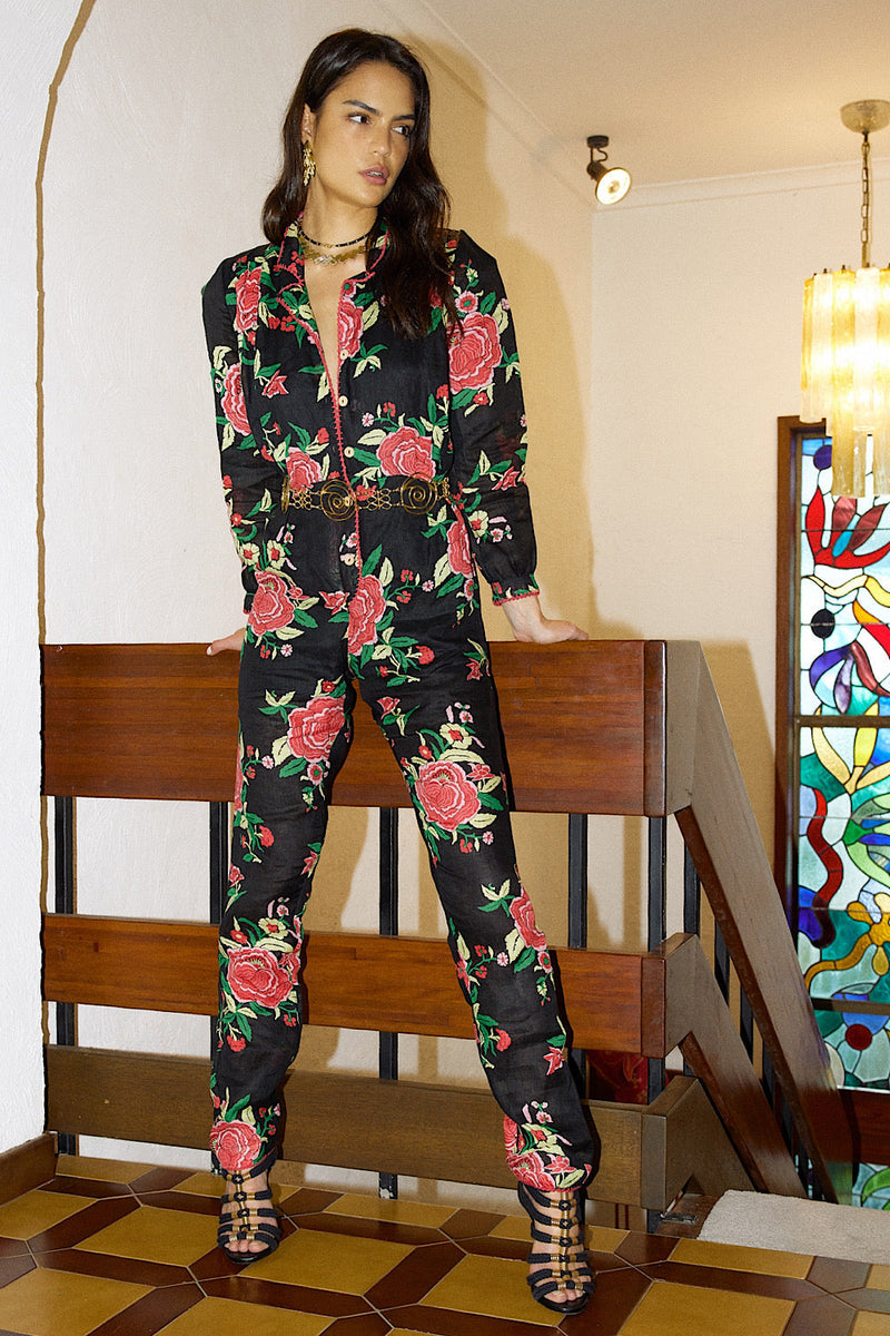 Flowers In December Linen Jumpsuit - Chasing Unicorns