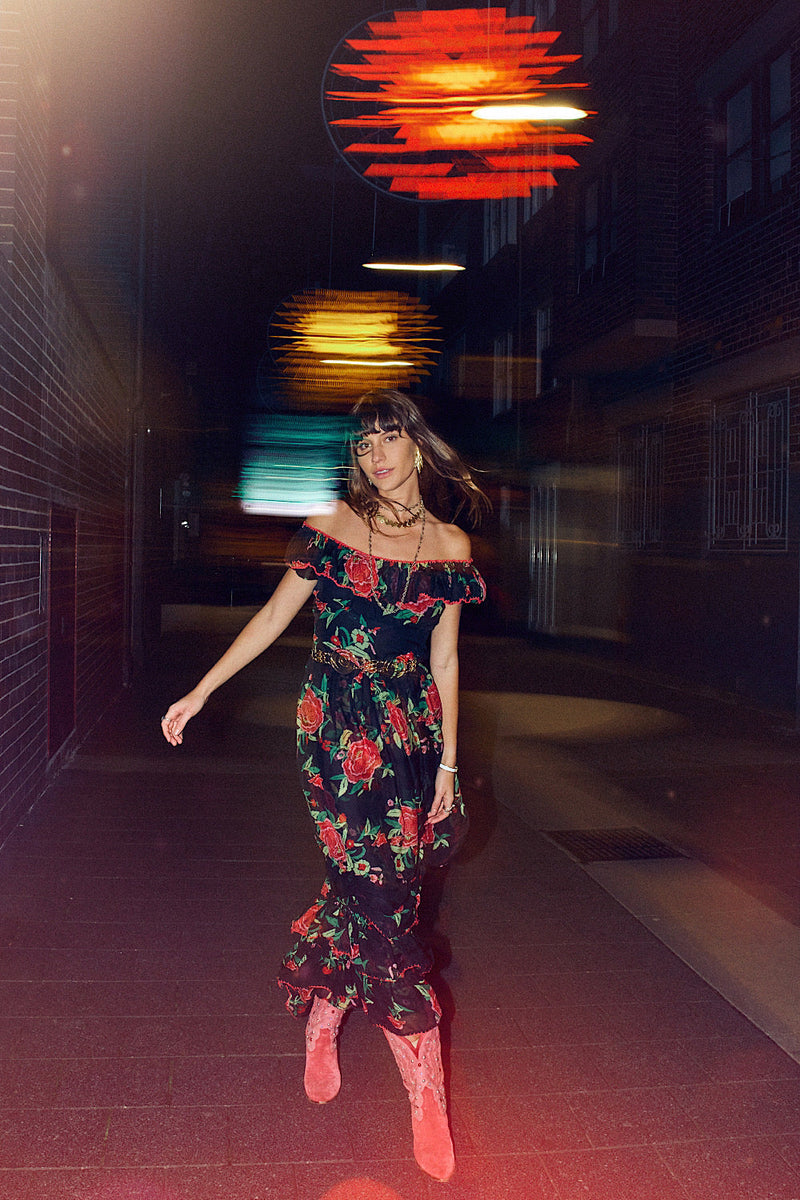 Flowers In December Silk/Cotton Maxi Dress - Chasing Unicorns