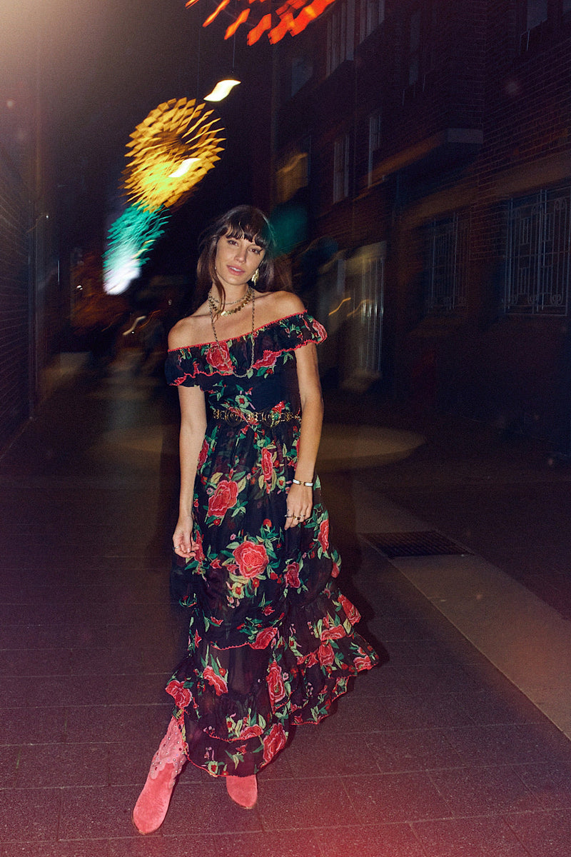 Flowers In December Silk/Cotton Maxi Dress - Chasing Unicorns