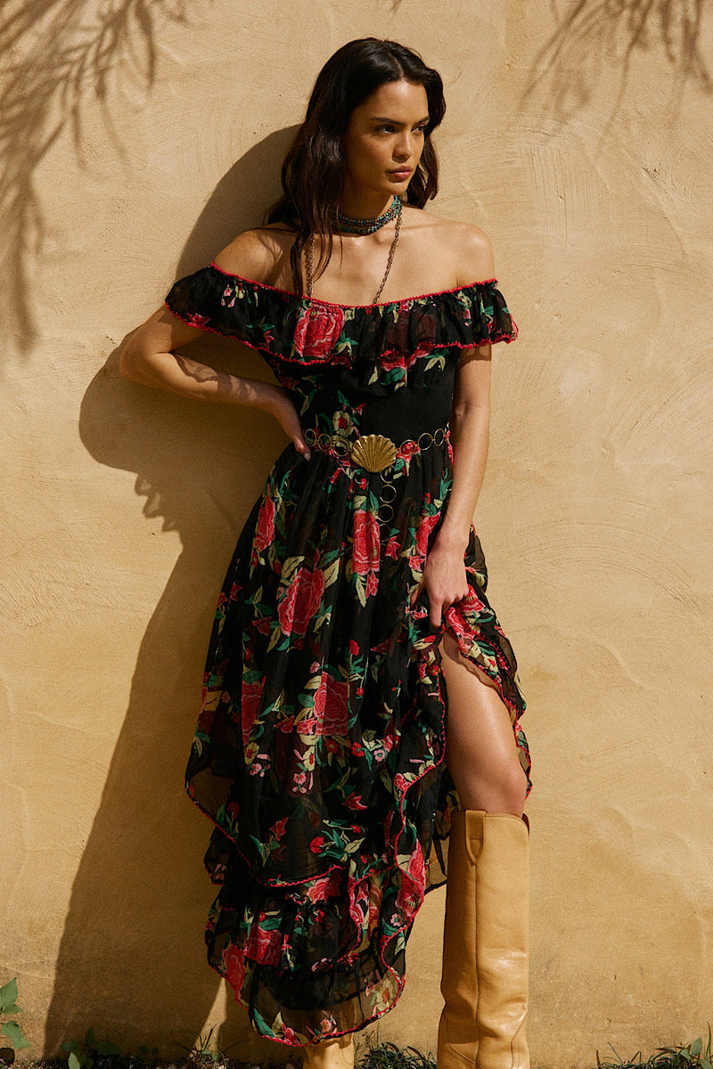 Flowers In December Silk/Cotton Maxi Dress - Chasing Unicorns