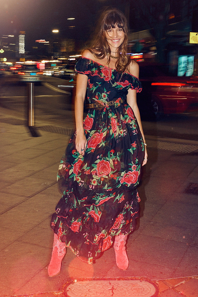 Flowers In December Silk/Cotton Maxi Dress - Chasing Unicorns