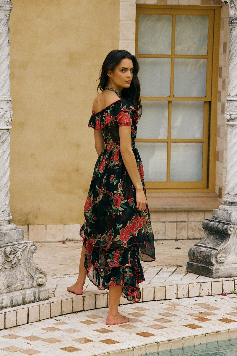 Flowers In December Silk/Cotton Maxi Dress - Chasing Unicorns