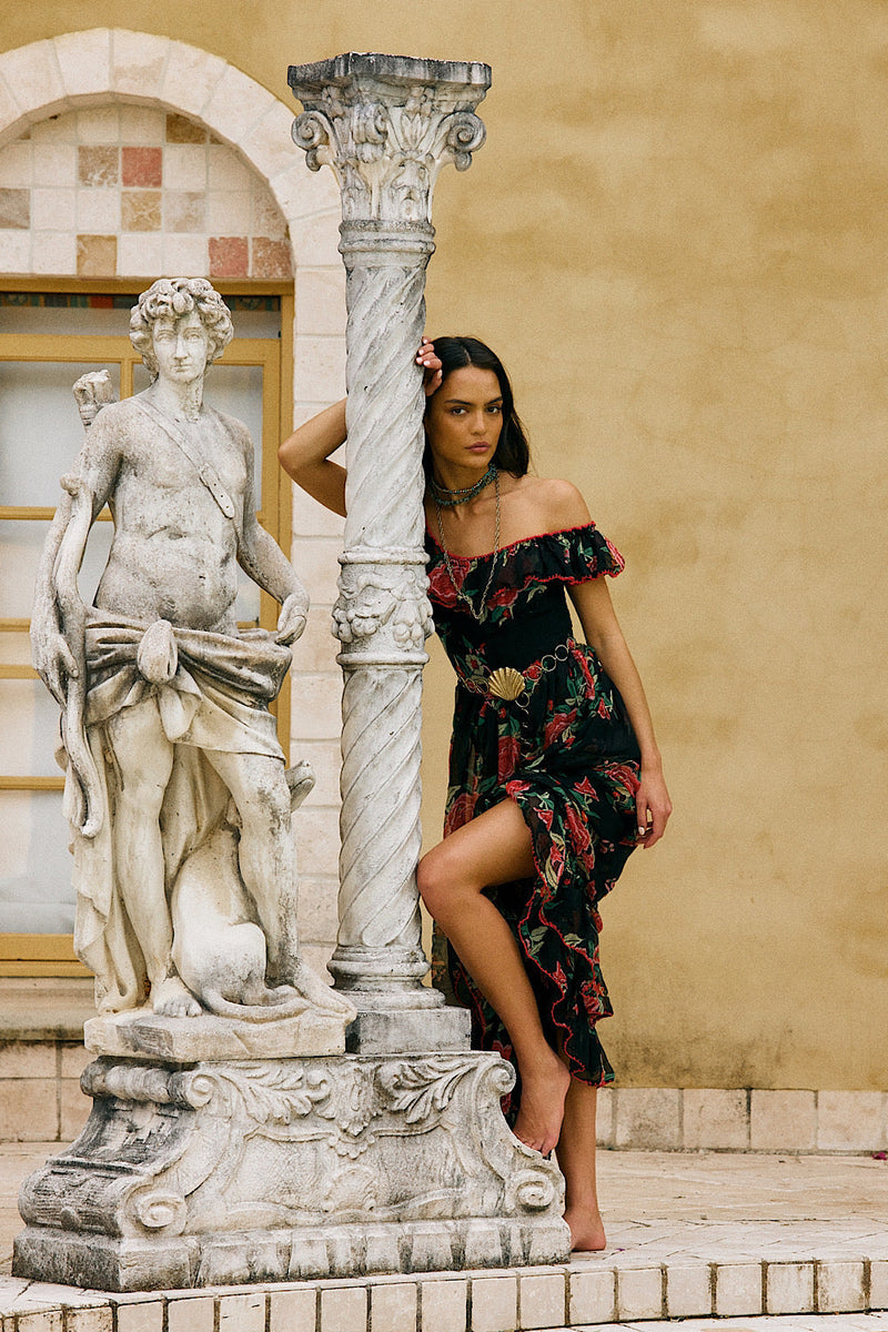 Flowers In December Silk/Cotton Maxi Dress - Chasing Unicorns