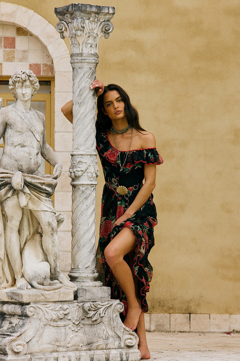 Flowers In December Silk/Cotton Maxi Dress - Chasing Unicorns