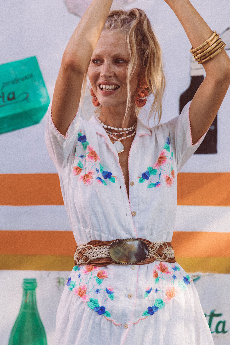 Flowers On The Wall Embroidered Midi Dress - Chasing Unicorns