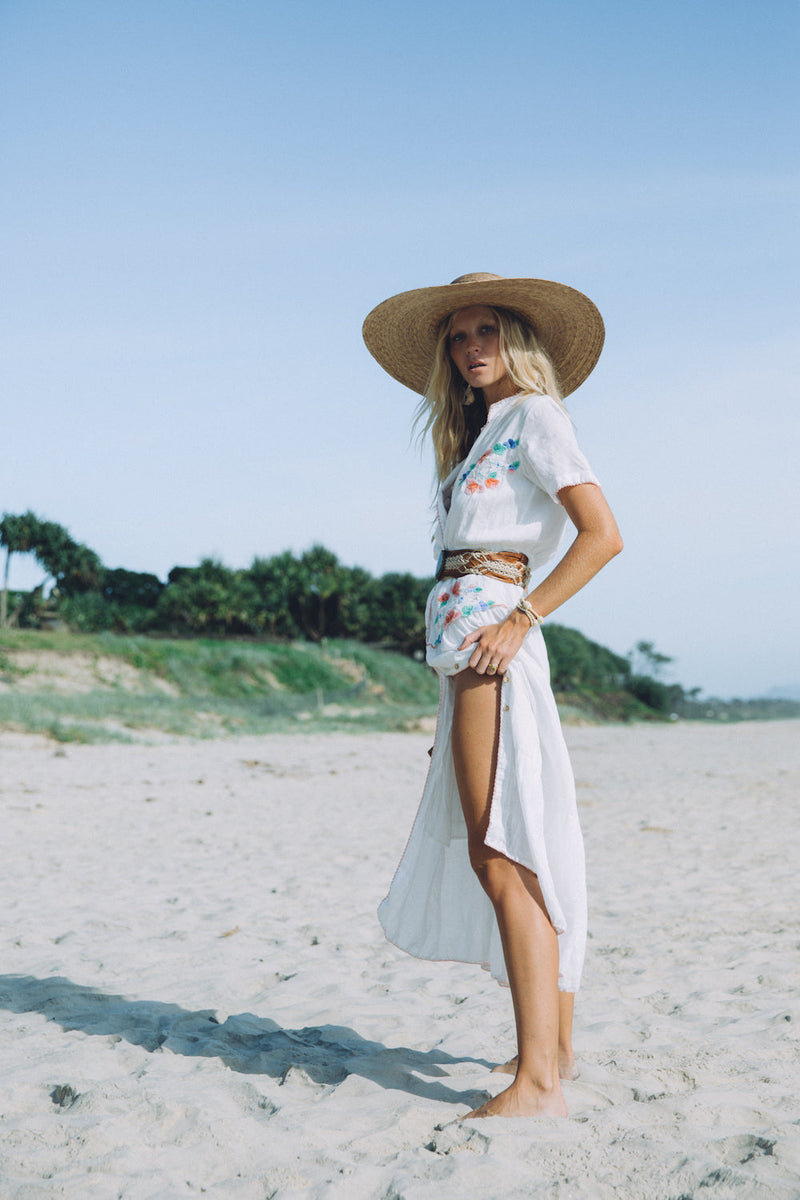 Flowers On The Wall Embroidered Midi Dress - Chasing Unicorns