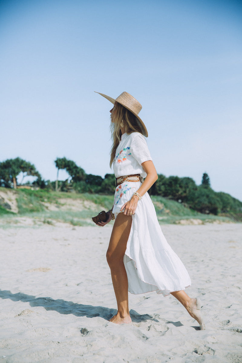 Flowers On The Wall Embroidered Midi Dress - Chasing Unicorns