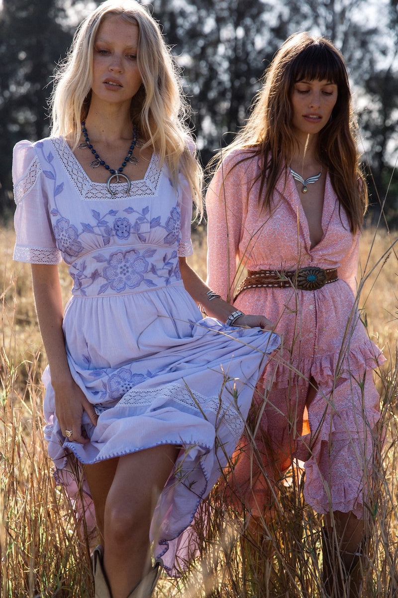 Flying Horses Embroidered Maxi Dress - Chasing Unicorns