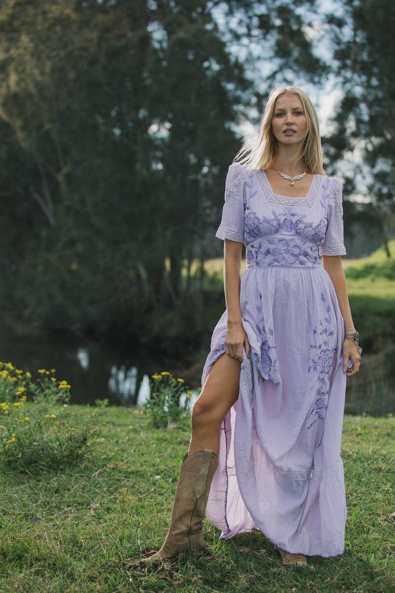 Flying Horses Embroidered Maxi Dress - Chasing Unicorns