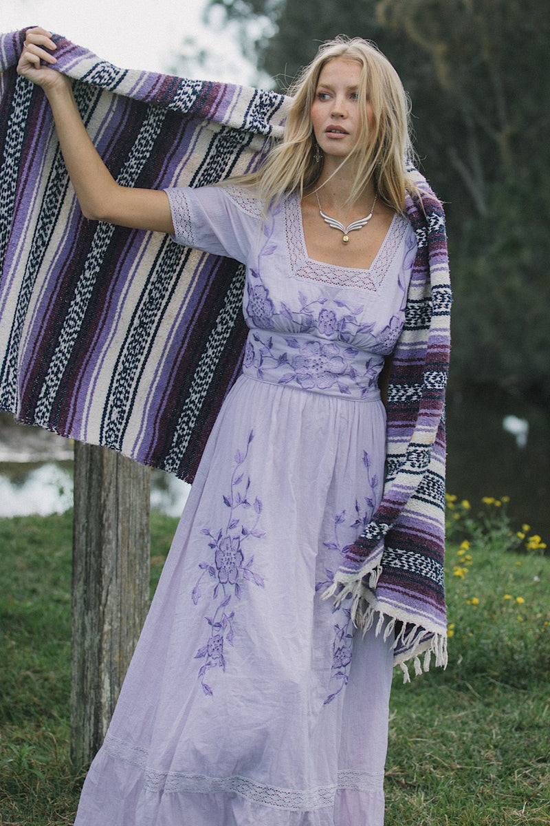Flying Horses Embroidered Maxi Dress - Chasing Unicorns